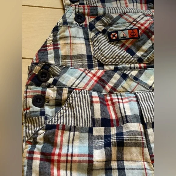 Cute summer overall shorts for baby 12-18m plaid - Picture 8 of 10
